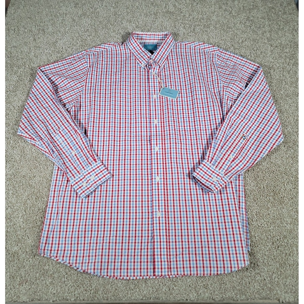 Castaway Nantucket Island Shirt Mens Size XL Plaid Seersucker Button Down NWT